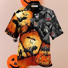 Halloween Bat Pumpkin Cat Shirt Spooky Haunted Castle Graphic Tee