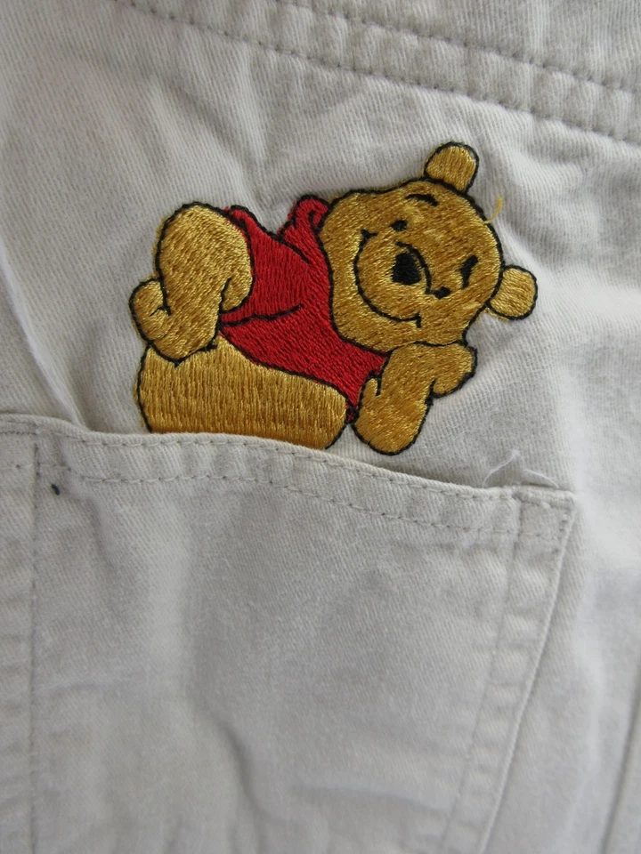 ВИНТАЖНЫЙ женский комбинезон Disney большой бежевый Winnie The Pooh джинсовая ткань с вышивкой * - Изображение 3 из 4