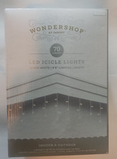 Wondershop LED Icicle Lights 70 Count Warm White 96" Length Indoor  Outdoor Use