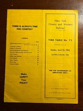 New York Ontario and Western Railway Time Table No. 75 April 25 1954 Employees