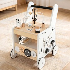 Wooden Baby Walker Educational Developmental Busy Board for Kids Walking Aid