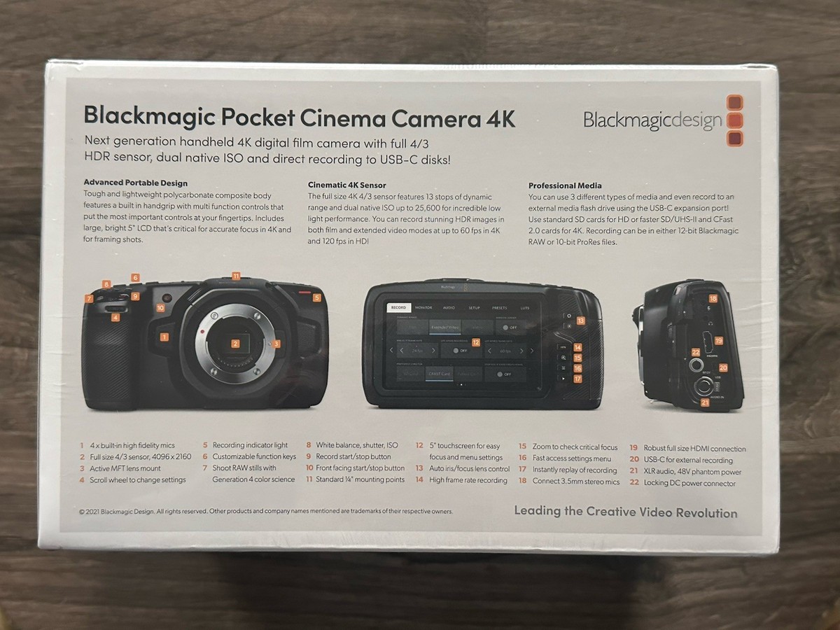 Blackmagic Design Pocket Cinema Camera 4K Camcorder - Black for