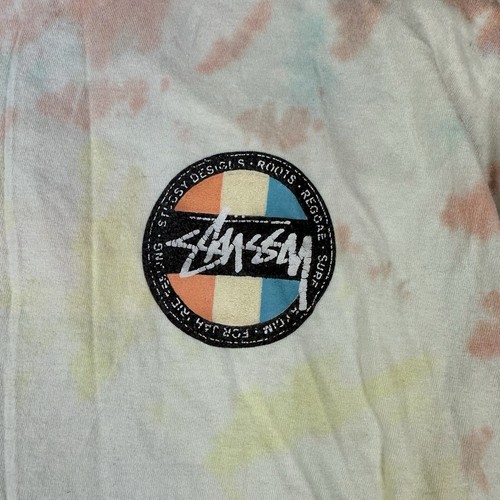 Stussy Designs Tie Dye Rasta Roots Reggae Logo T Shirt Mens Size Medium Hippie - Picture 3 of 11