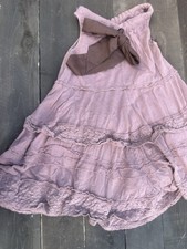 Anthropologie Zehavale Babydoll Lace Neckline Flounce Tiered Boho Fall Dress Sz0