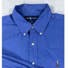 Ralph Lauren Yarmouth Mens 16-34 Blue Pinpoint Oxford Button Down Shirt Cotton