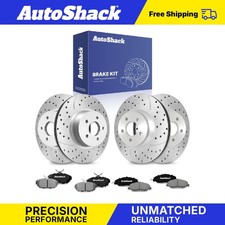 Front Rear Drilled Slotted Brake Rotors Ceramic Pads For 2011-2014 Ford Mustang