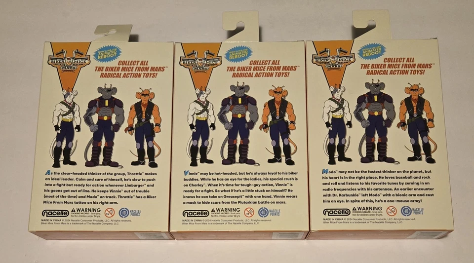 FULL SET 2024 Biker Mice from Mars Vinnie Modo & Throttle Figure Nacelle NIP - Image 2 of 4