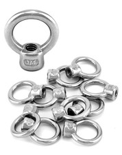 Lifting Eye Bolts 1/4" UNC Marine Grade Stainless Steel 316 Forged Eye 10 Pack