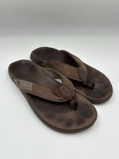 OluKai Tuahine Men Size 12 45 Waterproof Leather Flip Flop Beach Shoe 10465-6363
