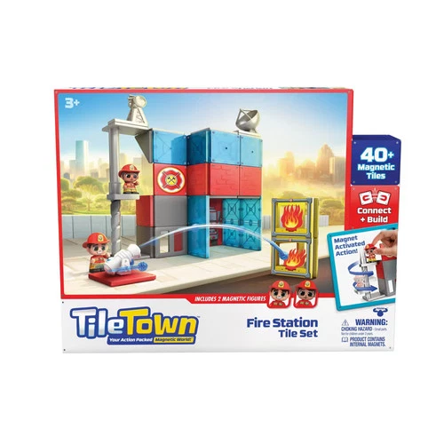 Tile Town Fire Station Magnetic Tiles Playset - Picture 1 of 13
