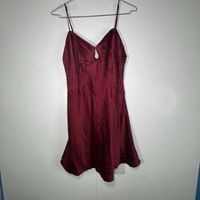 Vintage Victoria  s Secret 100 Silk Slip Dress Medium Burgundy Red Lingerie Y2