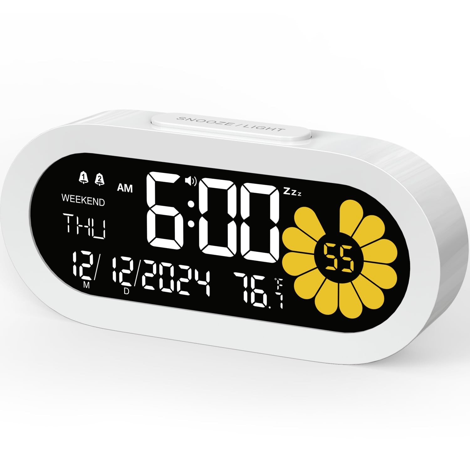 Digital Alarm Clock: VA LCD and Visual Flower Second Desk Clock Large Display...