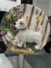 Colorful 3D Relief West Highland White Terrier Puppy Dog Wall Decor 8 in. Plate