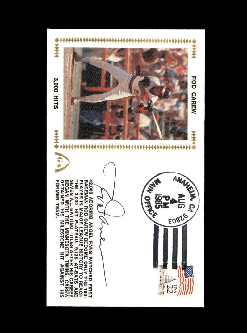 Rod Carew PSA DNA Coa Hand Signed 1985 3000 Hits FDC Cache Autograph