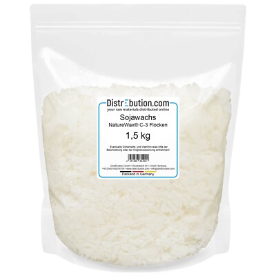 Sojawachs in Flocken 1,5 kg NatureWax  C-3 weißes Kerzenwachs zum Kerzen gießen