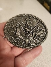 Vtg EGE 1992 Pewter Rodeo Western Belt Buckle Made In USA