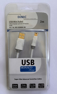 DINIC USB A Stecker auf mini B Stecker, 2m, ArtNr:MO-USBMIN-2W 218308/7