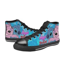Stitch And Angel Custom High Top Canvas Sneaker Shoes For Kids