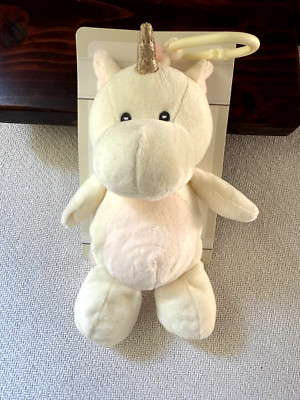 Kelly Toy Kelly Baby Cream Unicorn Rattle Plush Baby Toy Stroller Clip NEW