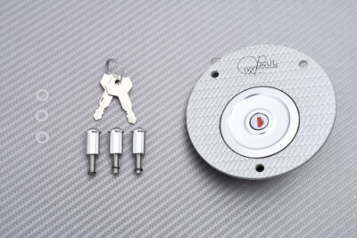 TWM Silver Fibre Fuel Tank Cap Tank Lock + Key Yamaha RDLC 500 1984-1988