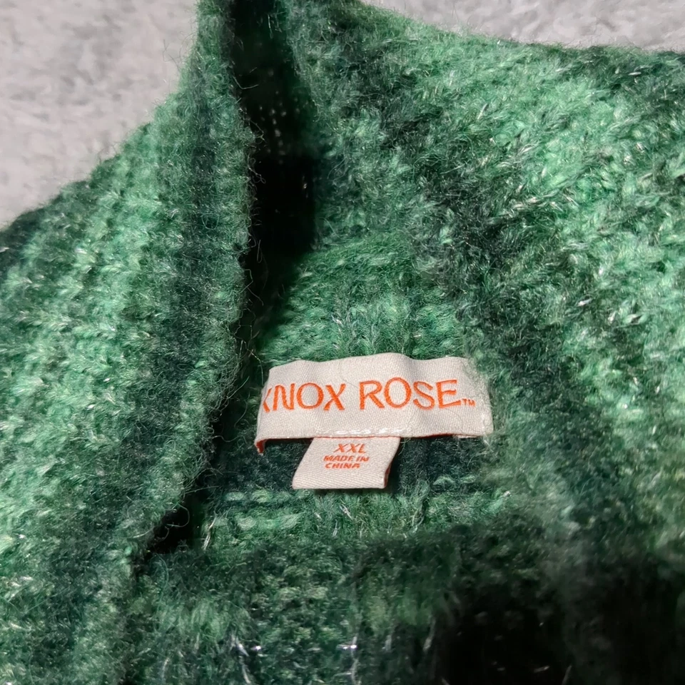 Suéter de manga larga para mujer Knox Rose 2XL verde con cuello falso plateado Foto 4 de 4