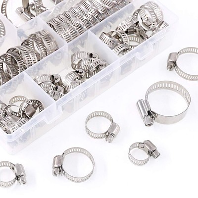Findmall 41314 Clamp Assortment Findmall 100-Pack Stainless Steel Hose Clamps – Adjustable 3/4" To 1" (17-25mm), Worm Drive, For Fuel Line & More 3/4 To 1 Inch Adjustable Hose Clips - Foto 12