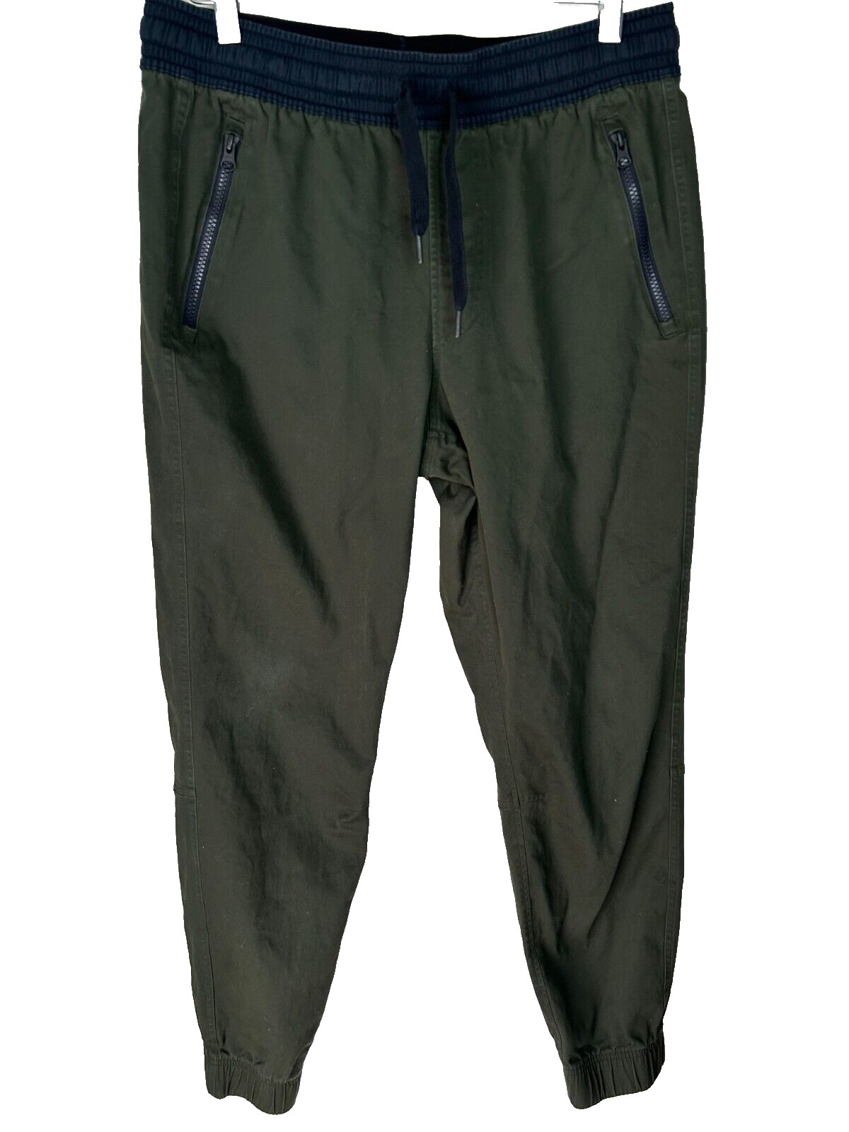 Under Armour Womens Large Jogger Pants Twill Green Zip Pockets Fitted Fit
