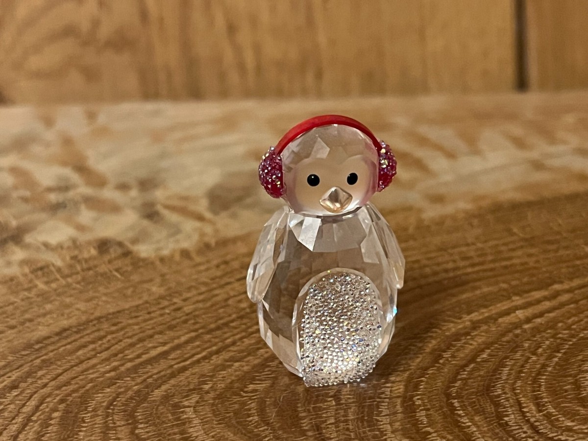 Swarovski Crystal Rocking Penguin Figurine 5004495 With Earmuffs