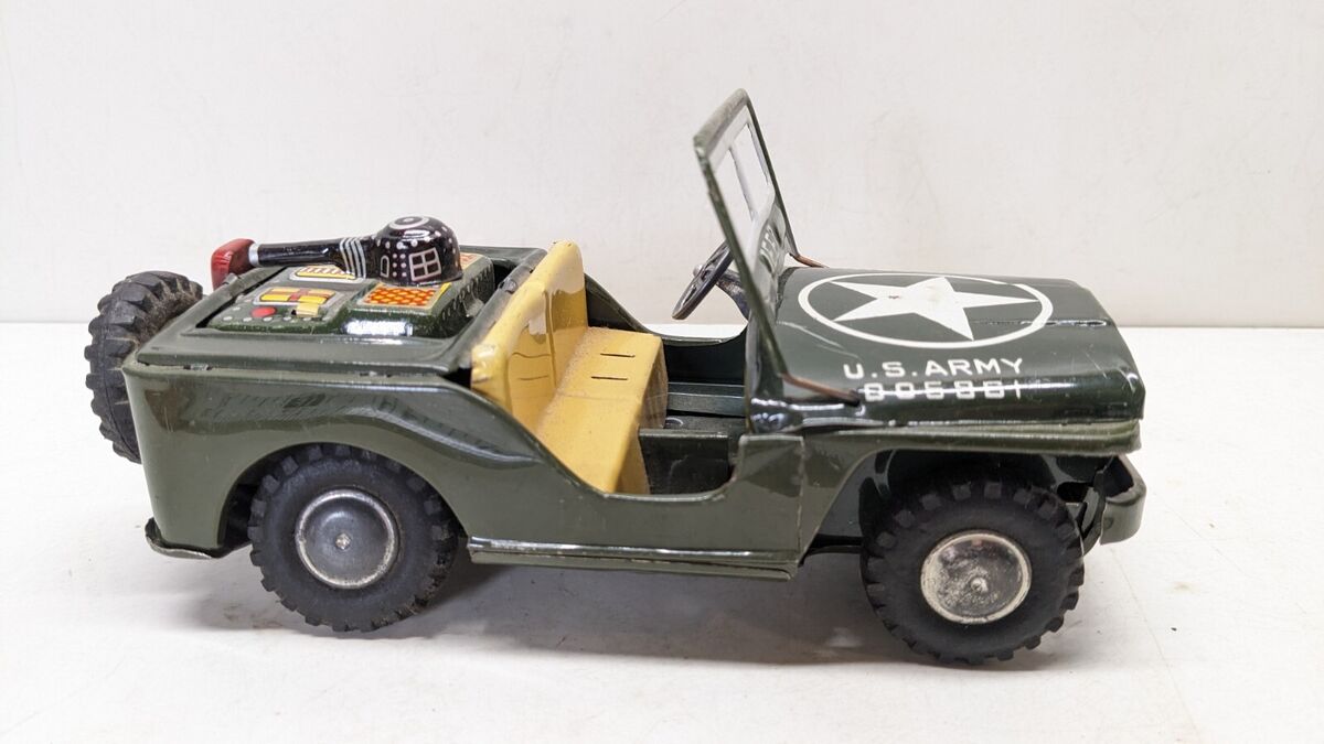 Vintage 1950's Tin Toy Military Jeep Friction Japan US Army Vintage 1950's Tin Toy Military Jeep Friction Japan US Army