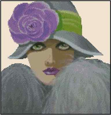 Art Deco Lady with Purple Flower Counted Cross Stitch Chart No. 24-121 