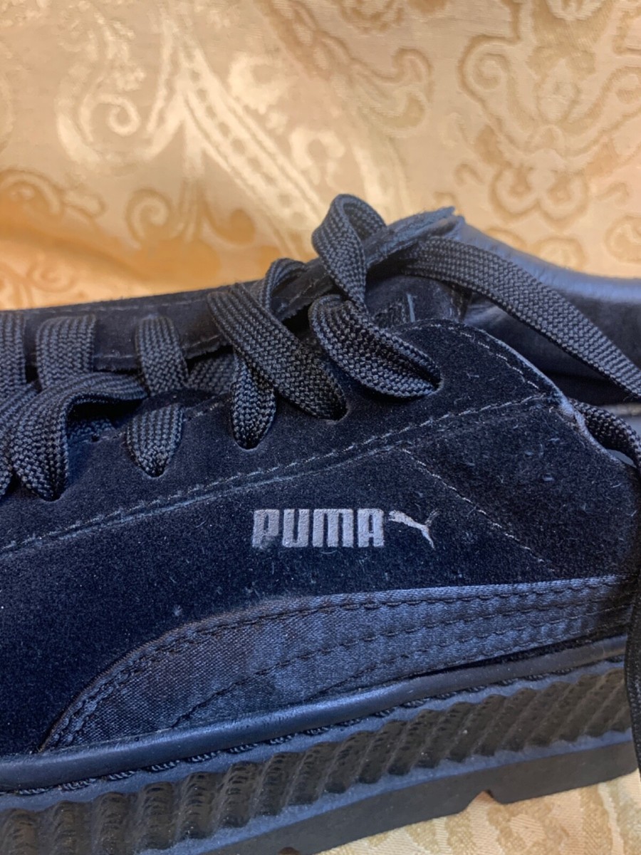 Fenty Rihanna X Puma Sz 8.5 Cleated Creeper Black Satin Suede