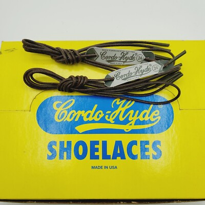 2 PAIR Brown 24 Inch WAXED DRESS SHOE  LACE STRING CORDO Hyde  USA Made 24'' NOS 
