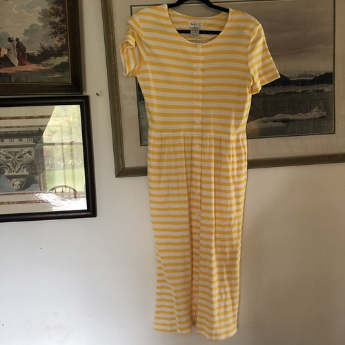 Vtg Talbots Yellow White Stripe Long 