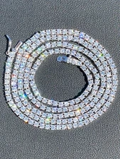 2mm MOISSANITE 925 Sterling Silver Tennis Chain Necklace Passes Tester