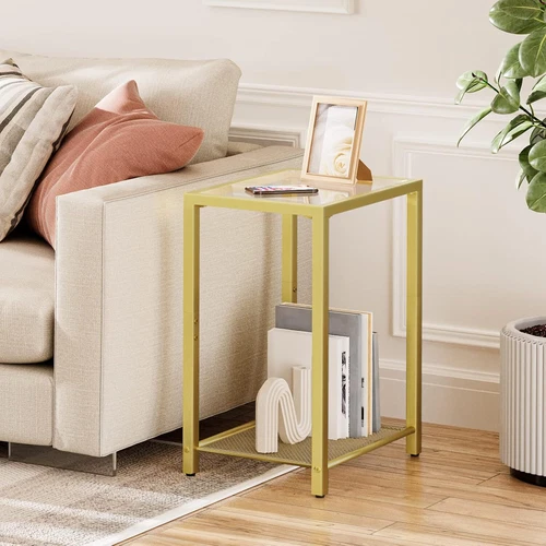 HOOBRO Coffee Table Side Table Slim Bedside Table Metal Frame for Small Space - Picture 27 of 32