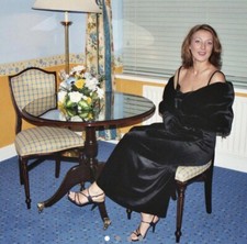 90’s Vintage Classics UK 12 Black Faux Velvet Full Length Elegant Party Dress