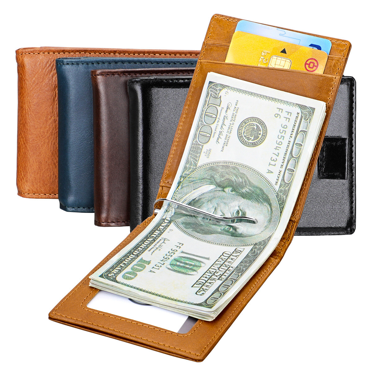 Slim RFID Front Pocket Wallet with Pull-Tab Money Clip for Men-image