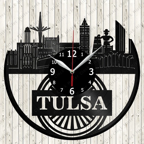 Tulsa Vinyl Record Wall Clock Decor Handmade 5953