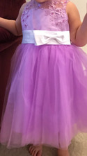 Designer Flower Girl Dress New - Tulle/Lace - Purple/White - Size 3