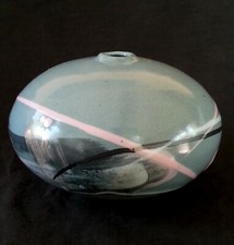 Vintage studio pottery stoneware gray vase 7.5 inches