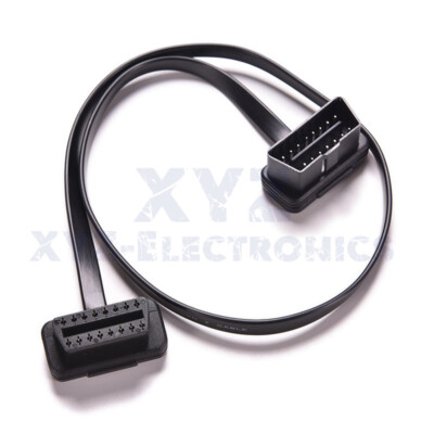 OBD 60cm Thin 16Pin Noodle Male to Female Elbow ELM327 OBD2 Extension Cable