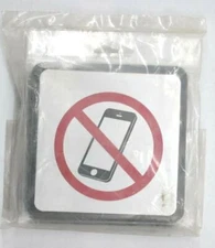 Hy-Ko Silver Informational Sign 4-1/2" x 4-1/2" No Cell Phones Symbol 5 Pack