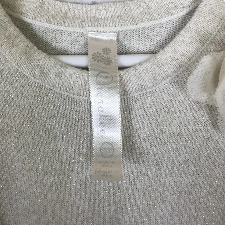 Vestido gris moteado dorado plateado 5T para niñas flor blanca Foto 3 de 4