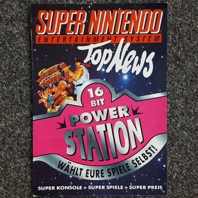 Super Nintendo SNES 16 Bit Power Station Top News Werbung Flyer Poster Plakat