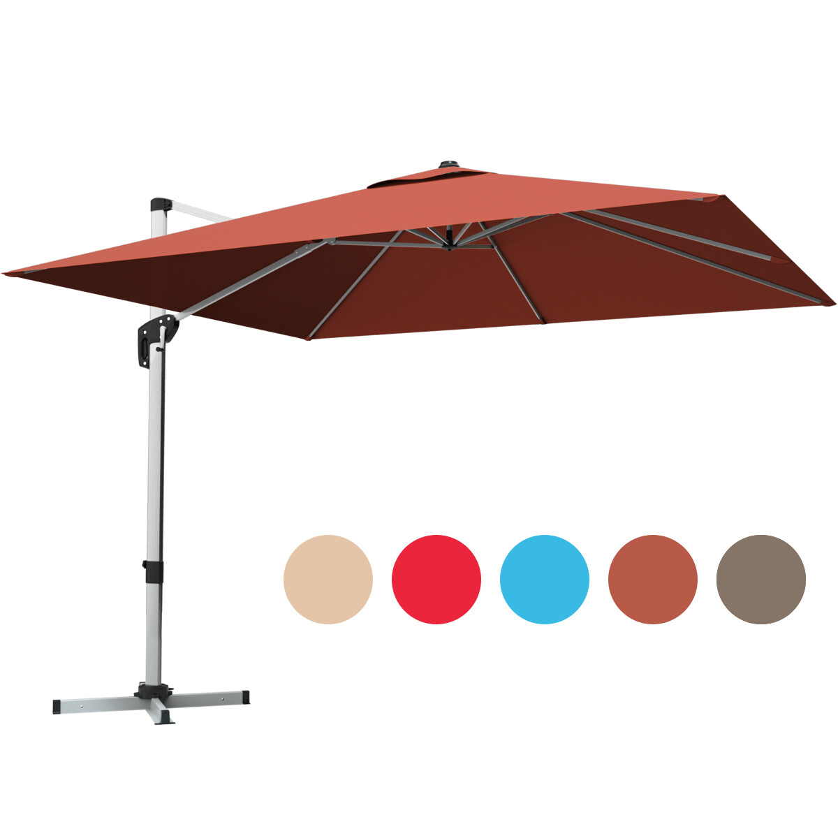 10 Ft Square Offset Hanging Patio Umbrella 360 Degree Tilt Brick Red For Sale Online