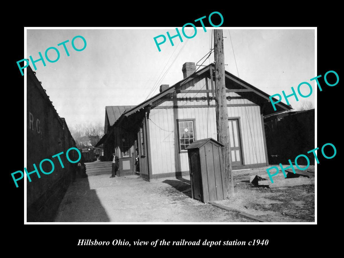 OLD POSTCARD SIZE PHOTO OF HILLSBORO OHIO THE RAILROAD DEPOT STATION