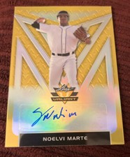 Noelvi Marte 2020 Leaf Valiant Gold Prizm Auto Rookie #6/10 Rare Mariners Yellow