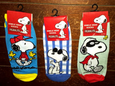 Lot of 3 PEANUTS Various Ankle High Socks Women's 9-11 Shoe Size RN 152087