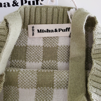 New Misha & Puff Toddler Girl Cotton Knit Tank Willow Check 18 24M