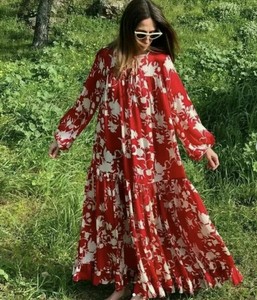 h and m red floral dress